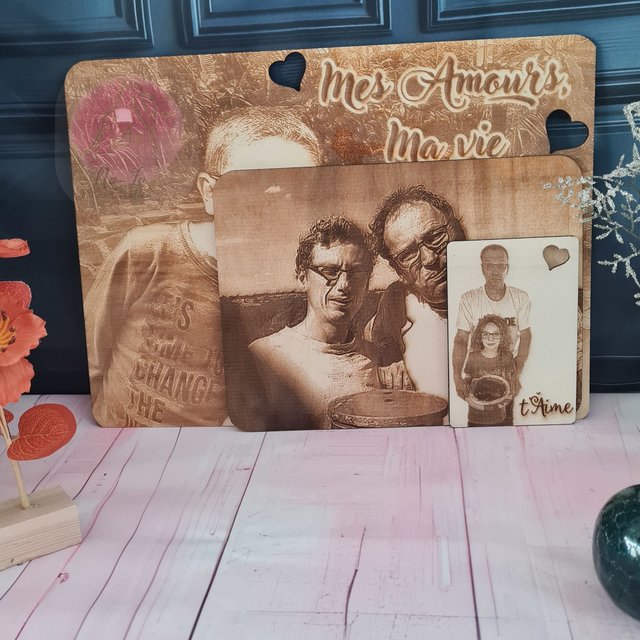 Cadre photo format carte postal - Cadeau gravé personnalisé