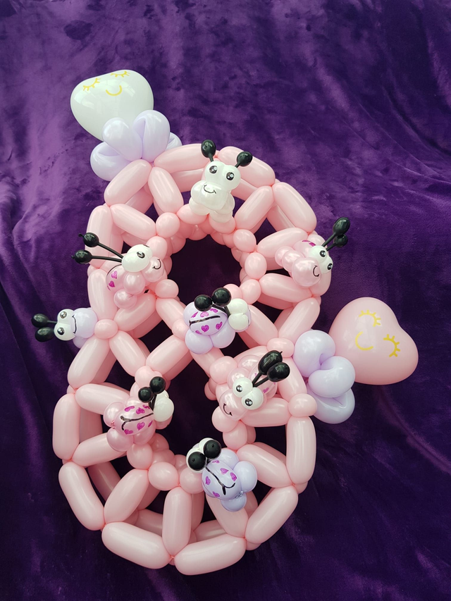 Number Eight (8th) Ladybug Balloon Sculpture - Pink