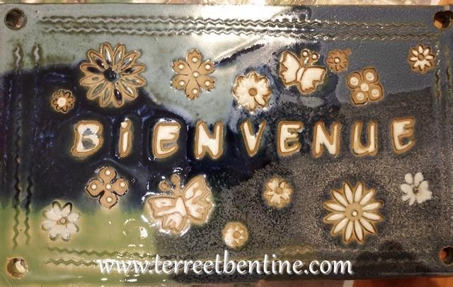 PLAQUE de maison: "Bienvenue" en grès