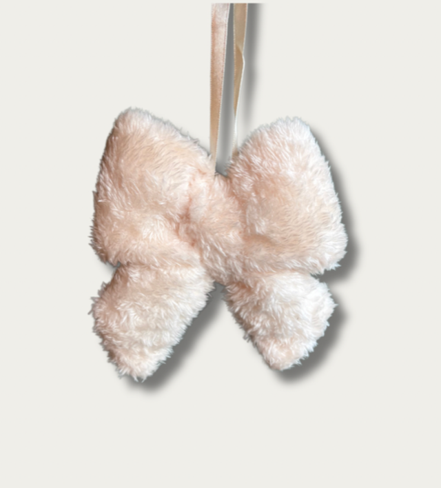 Fluffy Bow Decoration - White