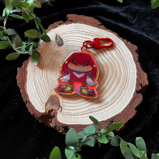 Llavero Sonic // Knuckles - acrílico holográfico arcoiris