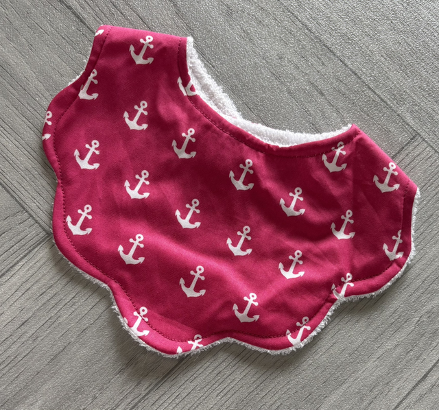 Pink Anchors Collar Style Bamboo Bibs 