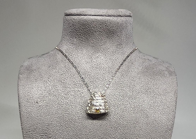 Beehive, fine silver pendant