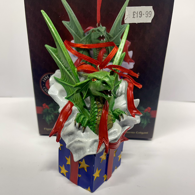 Anne Stokes Yuletide Christmas Mischief Dragon Hanging Decoration 