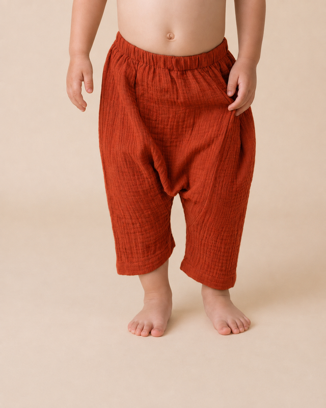 Pantalon Harem Muselina  Algodón Ladrillo