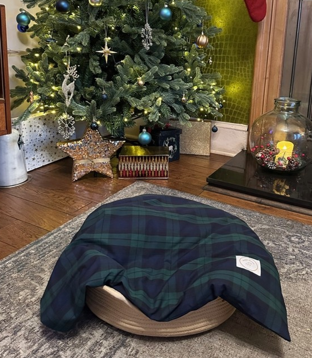 Doggie Duvet &amp; Cover Green Blue Tartan