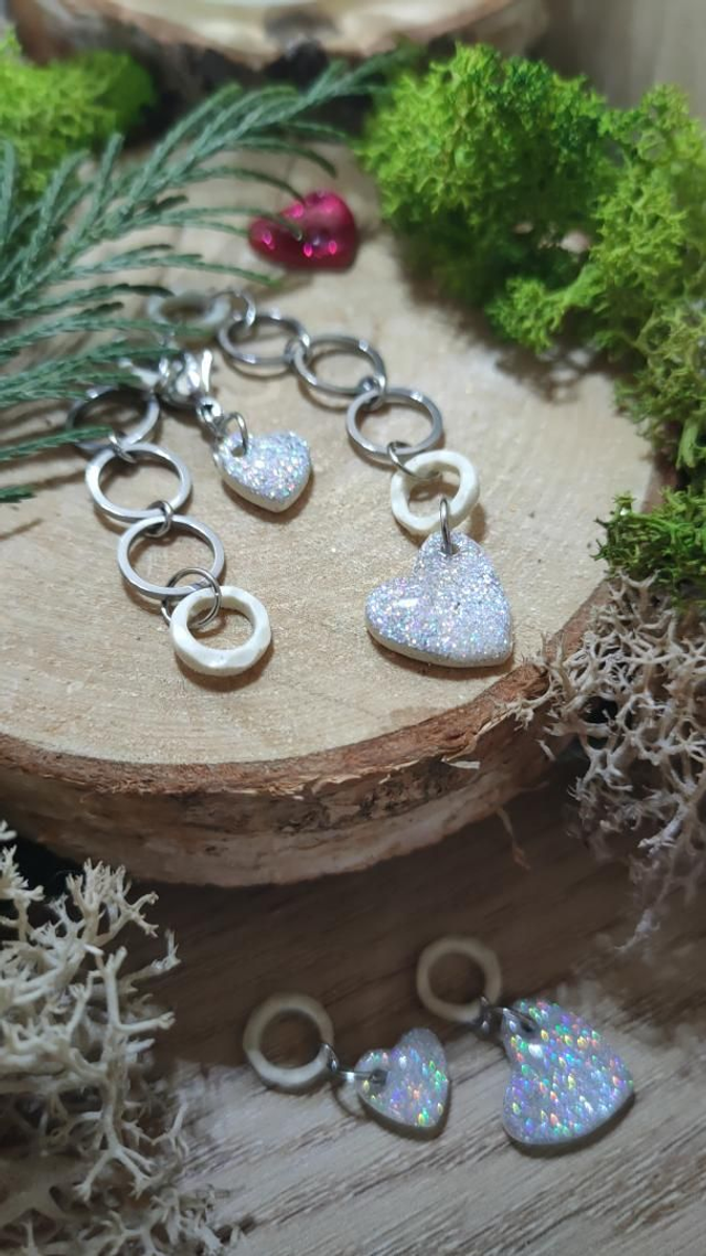 Compte-rang Coeur disco argenté