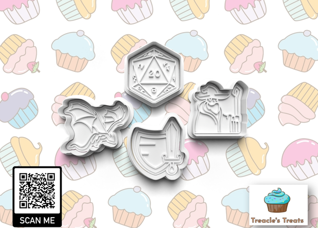 Dungeons and Dragons Fondant/cookie stamps with cutters
