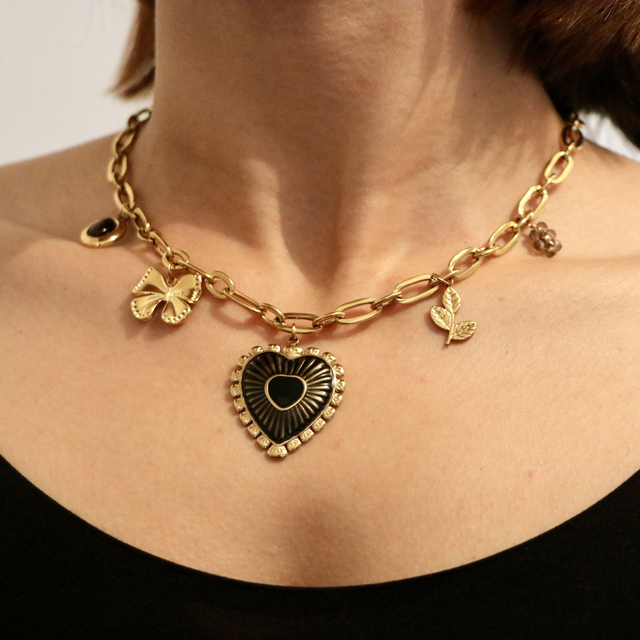 Collier maxi coeur noir