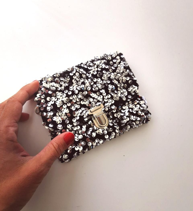 Portefeuille JIMMY sequin argent 