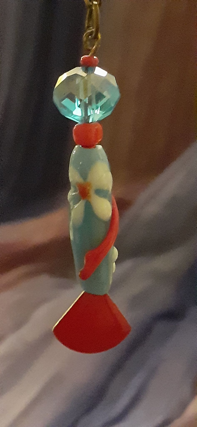 Xini Collier Bronze antique Bleu &amp; rouge