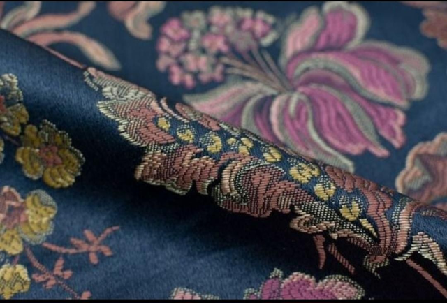 Damask Fabric - Midnight Blossoms