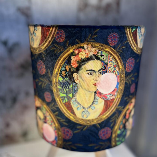Frida Kahlo with Pink Bubble Gum – Statement Lampshade