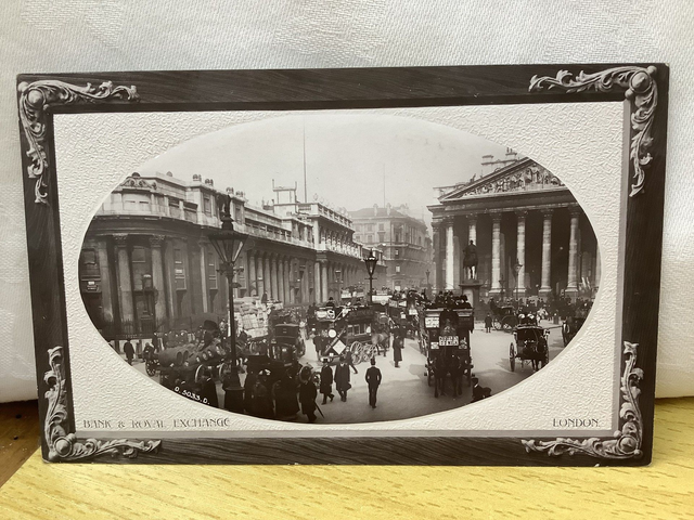 Bank and Royal Exchange London Posted 1910 Rotary Real Photographic Opalette Series Antique postcard Our Ref A65 £2.50.