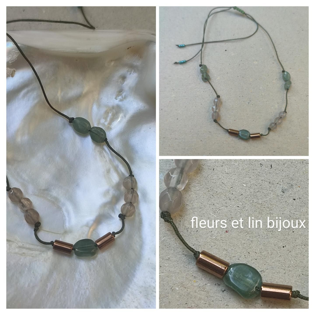 Bracelet en apatite verte et agate ( pierres naturelles)