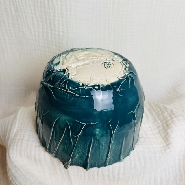 Pot plissé vert jade