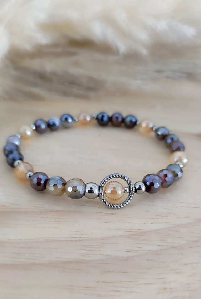 Bracelet "Équilibre et Harmonie" Agate facettée et Cristal Aqua aura