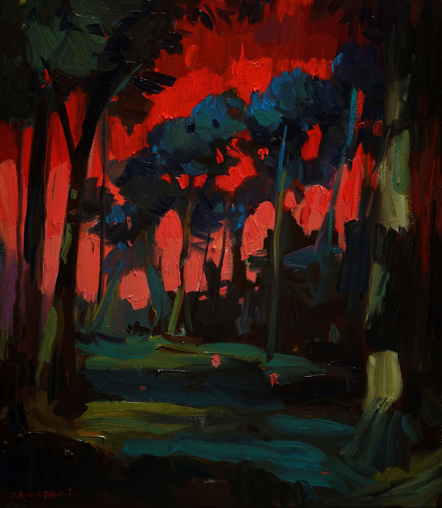 Pejzaż fowistyczny. Adamówka 60x50 olej płótno 2023