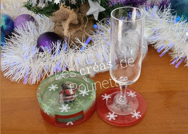 Lot de 4 dessous de verre avec support