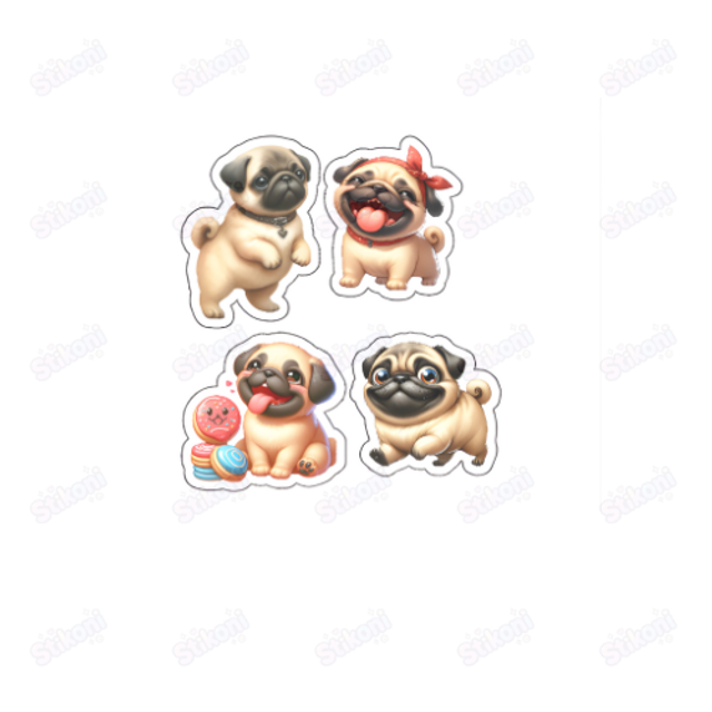 Pug Lover Stickers - Set of 4