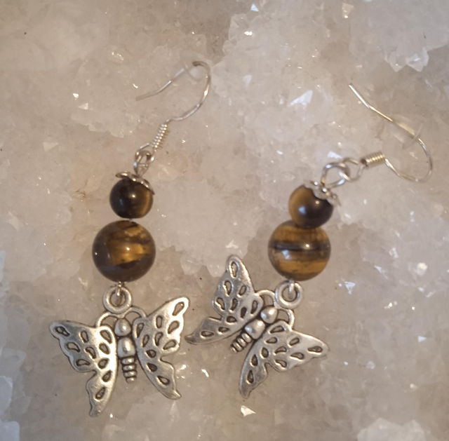 oeil de tigre (boucles d'oreilles "papillons") 