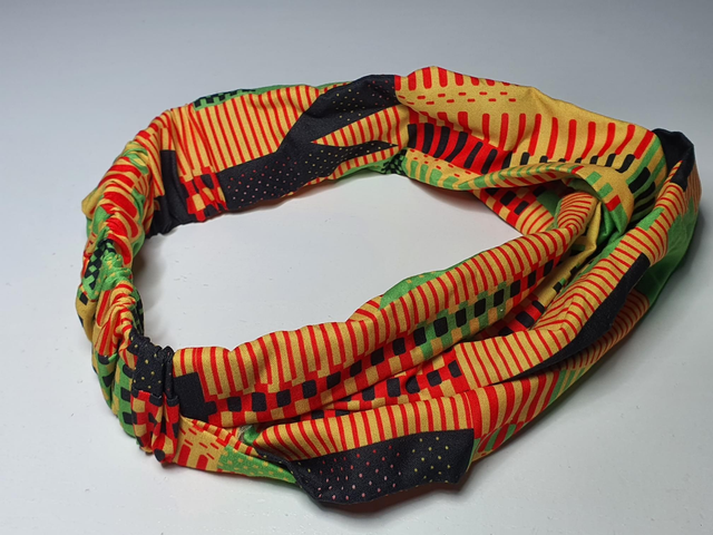 African print headband black and yellow knot