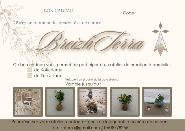 Bon Cadeau Atelier Terrarium