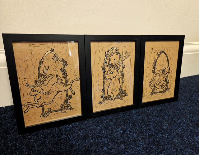 Forest Animal Lino Prints - A5 Size