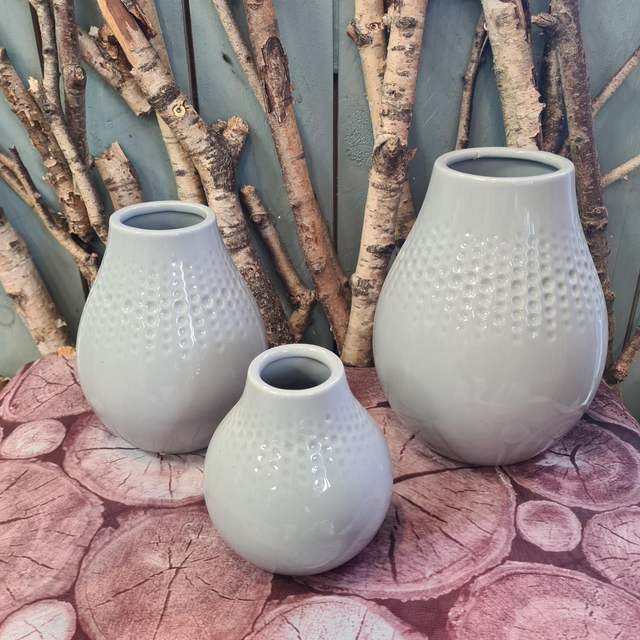 GILDE Vase glasiert, grau