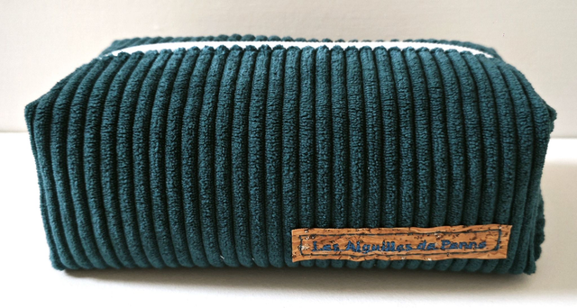 Trousse velours bleu-canard