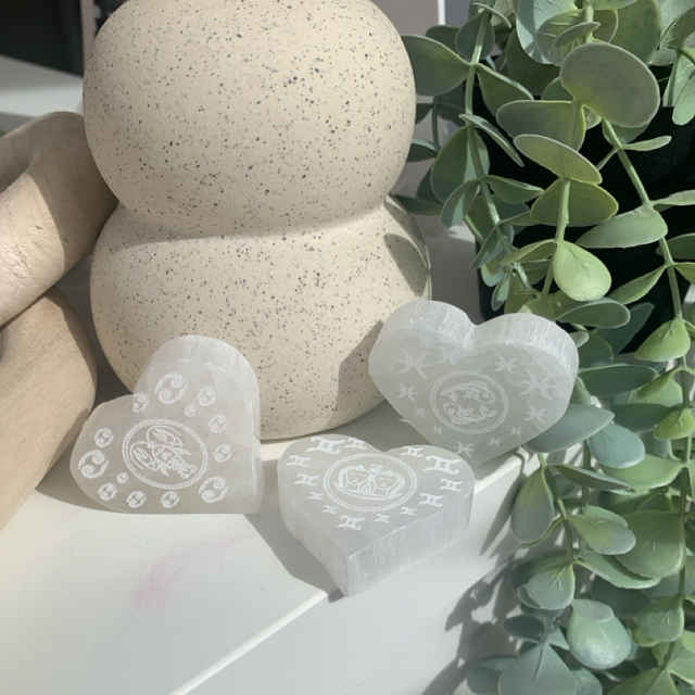 Selenite star sign hearts