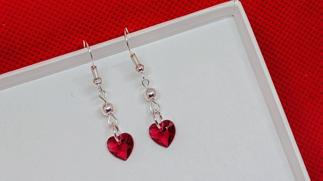 Sterling Silver Crystal Heart Earrings 