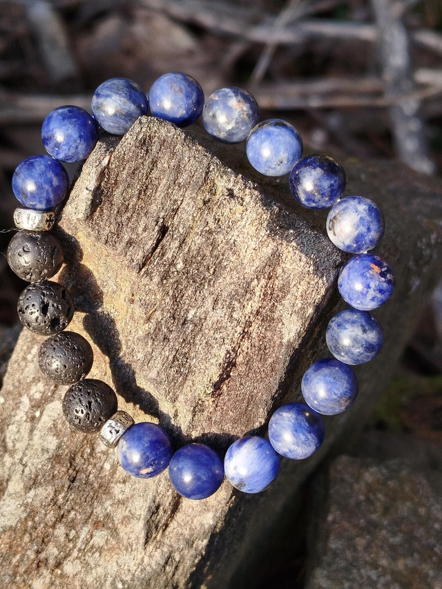 Bracelet homme Sodalite/Pierre de lave