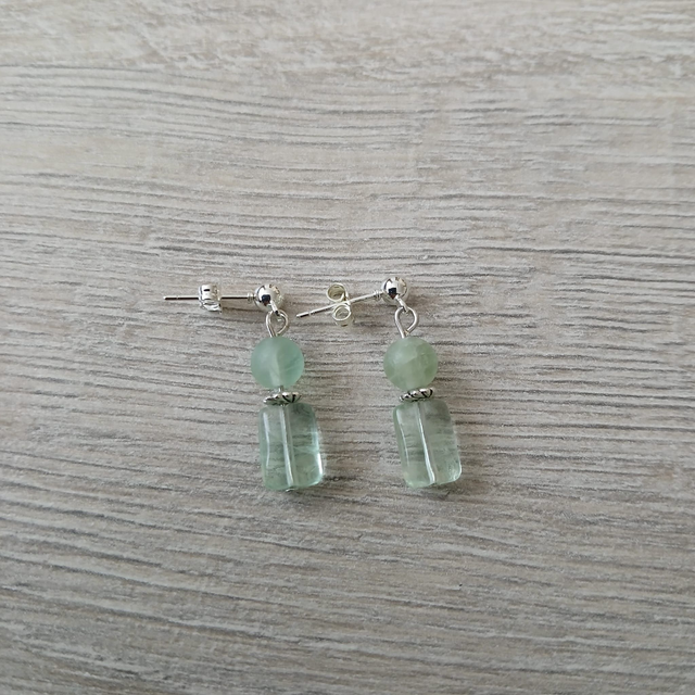 Dames oorbellen Fluoriet en stainless steel (1.240)