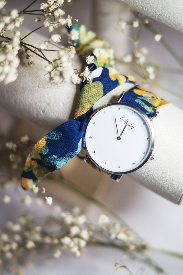 Montre - bracelet tissu bleu foncé