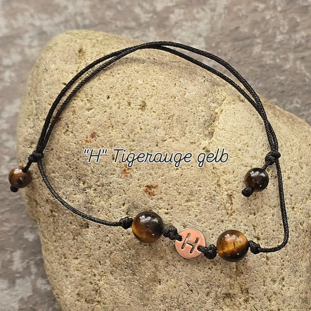 Initialen Armband "H" Tigerauge gelb 