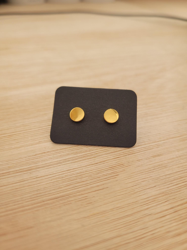 Gold stainless steel circle stud earrings - SL-019