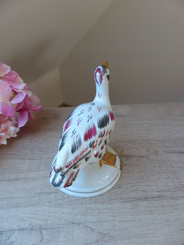 Sculpture Oiseau Canard en Porcelaine Fine Portugal, Statuette en Porcelaine Oiseau Canard Décoration Maison Campagne Cottage Collection