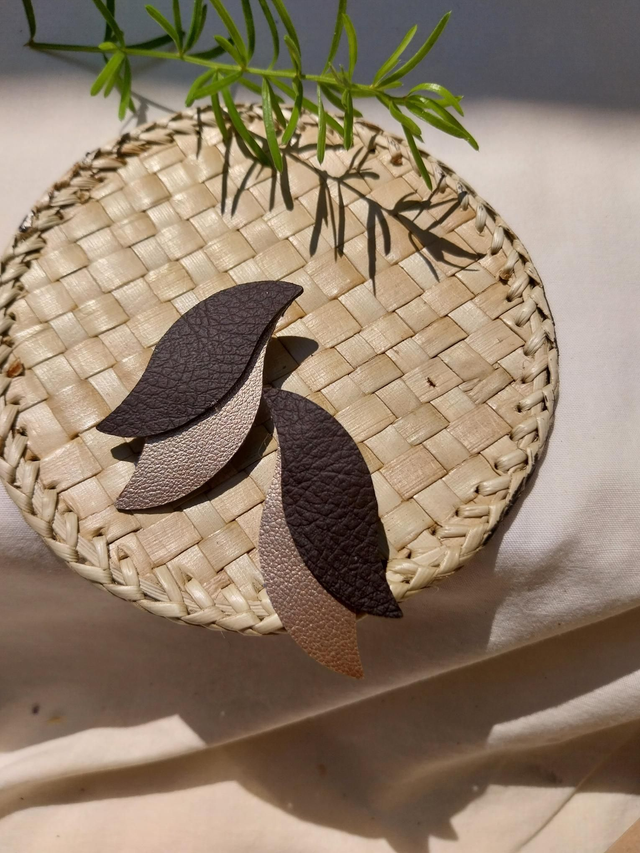 Boucles d'oreilles en matières végétales de pommes et de céréales 