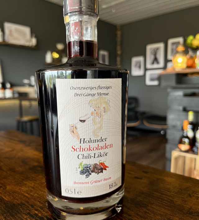 Holunder-Schoko-Chili Likör (0,5 Liter, 18% vol.)