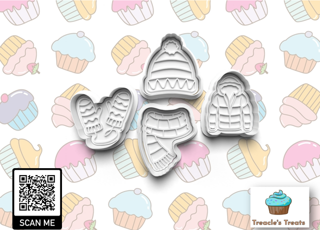 Winter Clothing Theme Fondant/cookie stamps with cutters
