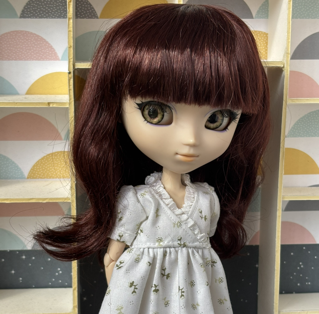 Wig perruque frange mi longue auburn 