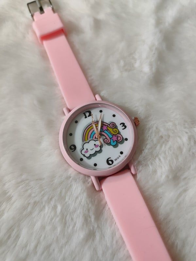 Montre enfant rose arc en ciel