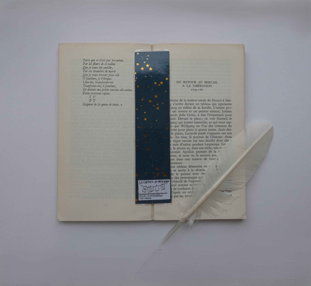 Le marque-page aux étoiles bleues