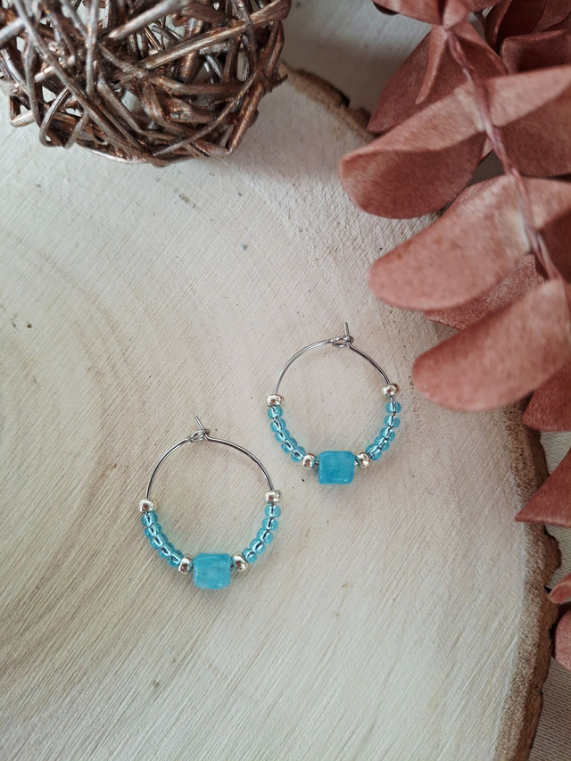 Créoles Capri blue silver