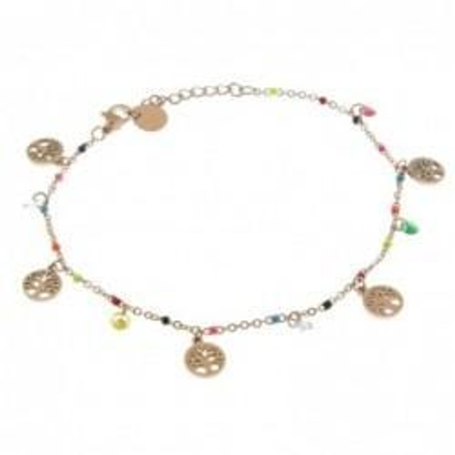 Cavigliera donna in acciaio con portafortuna albero della vita 