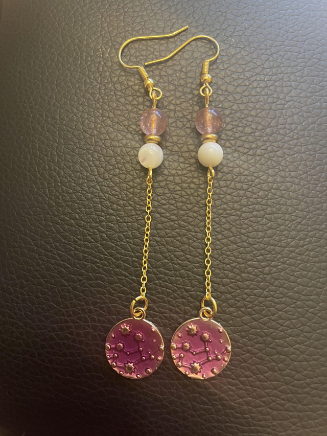 Boucles d'oreilles Quartz fraise et Nacre de 6 mm