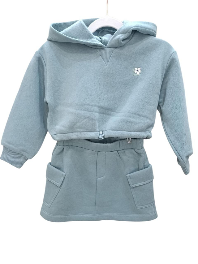 Sweat capuche+jupe cargo bleu