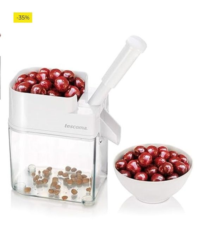 Tescoma vaciador de Cerezas Handy, plástico,Acero Inoxidable, Colores Variados, 18.5 x 11.5 x 20.5 cm