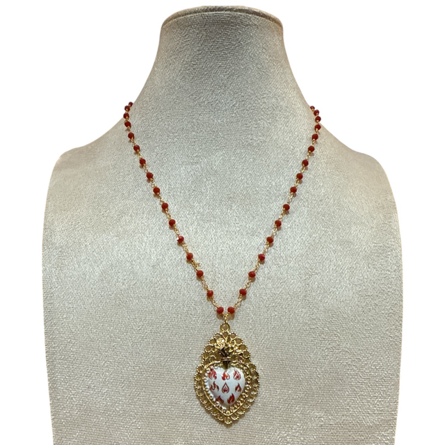 Collana cuore sacro e fiamme 25AL-3